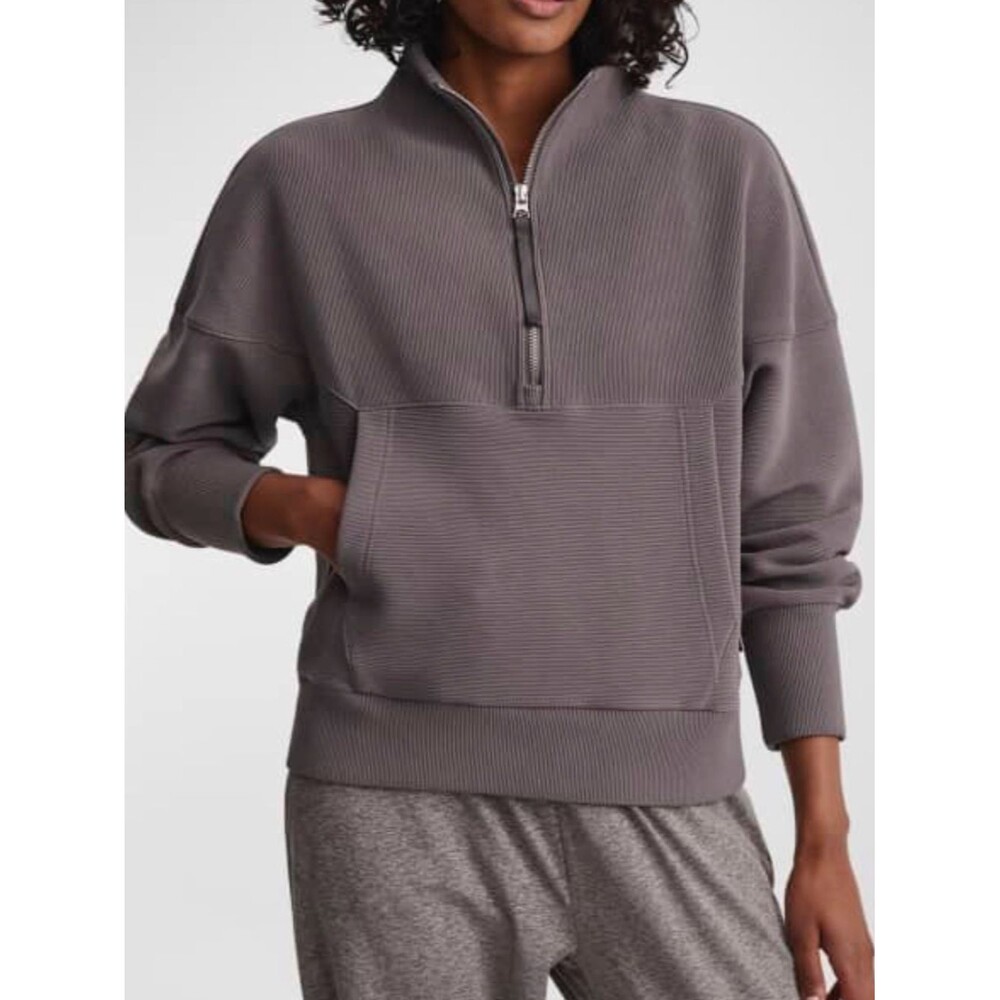 Varley Acadia Half-Zip Ribbed Pullover in Slate Gray